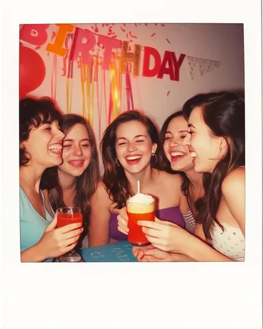 Friends laughing at birthday party